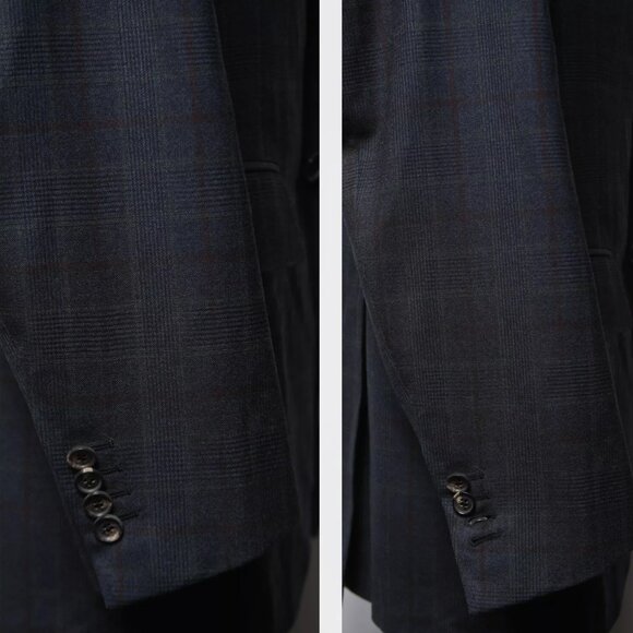 NWOT Current Isaia Napoli Dark Navy Plaid Sport Coat Jacket EU52R (US42R) - Picture 4 of 7